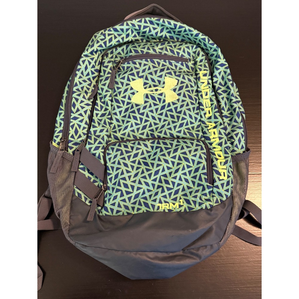 Under Armour Storm Backpack Green Blue Geometric Triangle Pattern HeatGear Bag